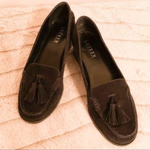 Lauren Ralph Lauren Black Suede Tassled Loafers